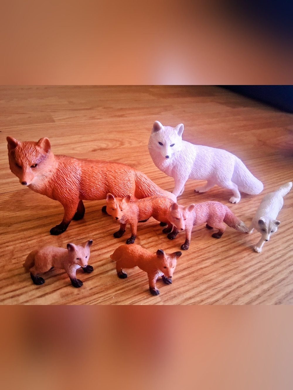 Set Of Toy Fox, Skulk Of 7 Foxes, Educational